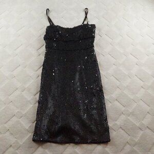 BCBGMaxAzria Tube Sequin Dress Womens Small Black Sleeveless Prom Cocktail